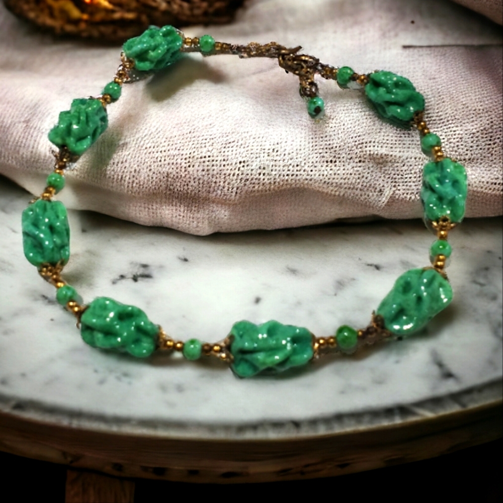 LOUIS ROUSSELET 30's French Designer Peking Glass Necklace